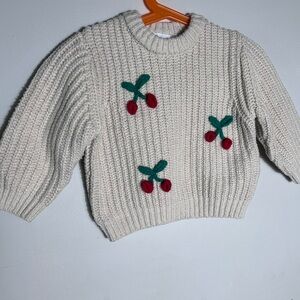 Zara Cream Knit Sweater with cherries
